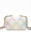 CHANEL White Multicolor Goatskin Quilted Medium Chanel 19 Flap Bag