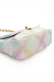 CHANEL White Multicolor Goatskin Quilted Medium Chanel 19 Flap Bag