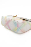 CHANEL White Multicolor Goatskin Quilted Medium Chanel 19 Flap Bag