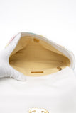 CHANEL White Multicolor Goatskin Quilted Medium Chanel 19 Flap Bag