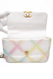 CHANEL White Multicolor Goatskin Quilted Medium Chanel 19 Flap Bag