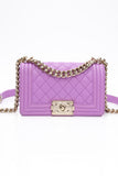 CHANEL Purple Caviar Quilted Boy Small Flap Bag