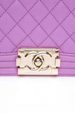 CHANEL Purple Caviar Quilted Boy Small Flap Bag