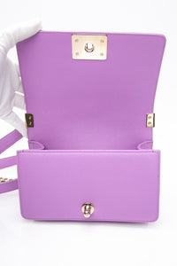CHANEL Purple Caviar Quilted Boy Small Flap Bag