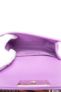 CHANEL Purple Caviar Quilted Boy Small Flap Bag