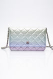 CHANEL 21K Gradient Metallic Rainbow Ombre Quilted Wallet on Chain WOC