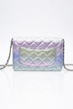 CHANEL 21K Gradient Metallic Rainbow Ombre Quilted Wallet on Chain WOC