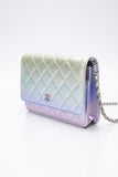 CHANEL 21K Gradient Metallic Rainbow Ombre Quilted Wallet on Chain WOC