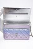 CHANEL 21K Gradient Metallic Rainbow Ombre Quilted Wallet on Chain WOC