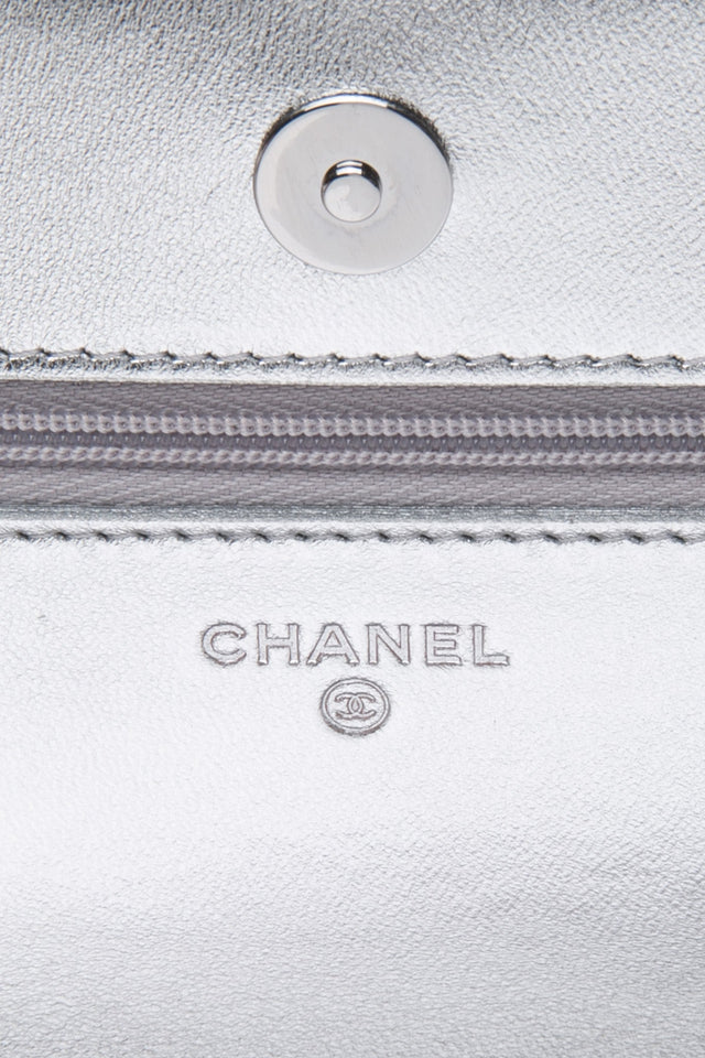 CHANEL 21K Gradient Metallic Rainbow Ombre Quilted Wallet on Chain WOC