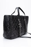 CHANEL Large Black Quilted Leather Python Easy Carry Tote