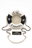 CHANEL Black White Lambskin Coco Lifesaver Round Crossbody Bag