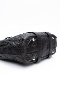 CHANEL Large Black Quilted Leather Python Easy Carry Tote