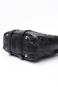 CHANEL Large Black Quilted Leather Python Easy Carry Tote