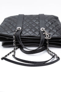 CHANEL Large Black Quilted Leather Python Easy Carry Tote