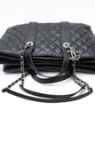 CHANEL Large Black Quilted Leather Python Easy Carry Tote