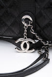 CHANEL Large Black Quilted Leather Python Easy Carry Tote