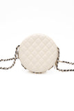 CHANEL Black White Lambskin Coco Lifesaver Round Crossbody Bag