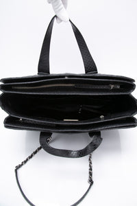 CHANEL Large Black Quilted Leather Python Easy Carry Tote