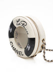 CHANEL Black White Lambskin Coco Lifesaver Round Crossbody Bag