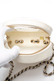 CHANEL Black White Lambskin Coco Lifesaver Round Crossbody Bag