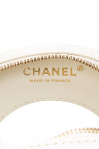 CHANEL Black White Lambskin Coco Lifesaver Round Crossbody Bag