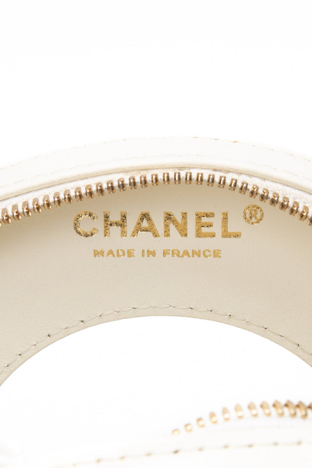 CHANEL Black White Lambskin Coco Lifesaver Round Crossbody Bag