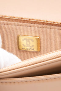 CHANEL Beige Caviar Quilted Pocket Clutch Wallet On Chain WOC