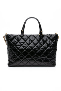 CHANEL Black Reissue Glazed Calfskin Leather Shopping Tote Bag