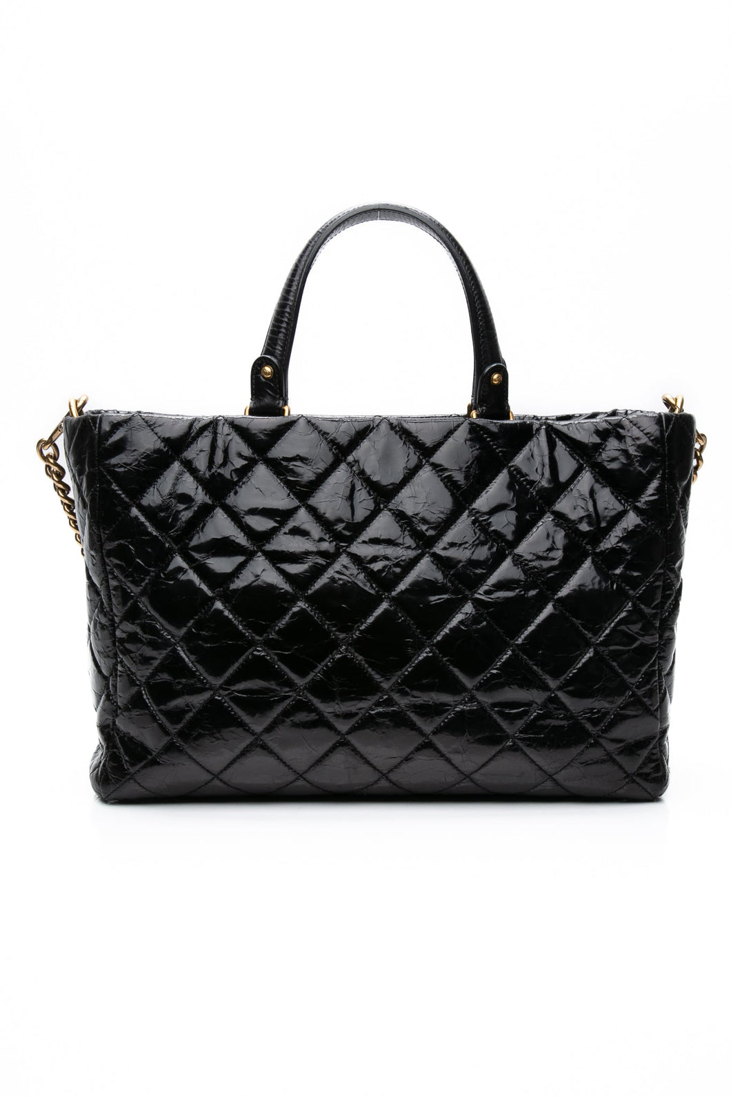 CHANEL Black Reissue Glazed Calfskin Leather Shopping Tote Bag