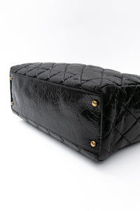CHANEL Black Reissue Glazed Calfskin Leather Shopping Tote Bag