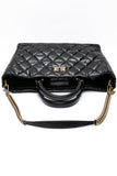CHANEL Black Reissue Glazed Calfskin Leather Shopping Tote Bag