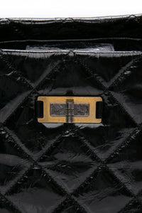 CHANEL Black Reissue Glazed Calfskin Leather Shopping Tote Bag