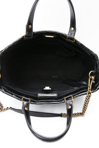 CHANEL Black Reissue Glazed Calfskin Leather Shopping Tote Bag