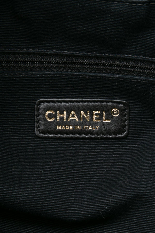 CHANEL Black Reissue Glazed Calfskin Leather Shopping Tote Bag