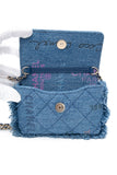 CHANEL 22P Blue Denim Micro Graffiti CC Logo Crossbody