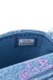 CHANEL 22P Blue Denim Micro Graffiti CC Logo Crossbody
