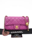 CHANEL Rectangular Mini Purple Lambskin Quilted Pearl Crush Gold Flap Bag
