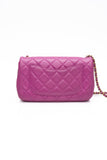 CHANEL Rectangular Mini Purple Lambskin Quilted Pearl Crush Gold Flap Bag
