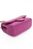 CHANEL Rectangular Mini Purple Lambskin Quilted Pearl Crush Gold Flap Bag