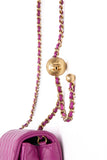CHANEL Rectangular Mini Purple Lambskin Quilted Pearl Crush Gold Flap Bag
