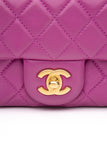 CHANEL Rectangular Mini Purple Lambskin Quilted Pearl Crush Gold Flap Bag