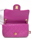 CHANEL Rectangular Mini Purple Lambskin Quilted Pearl Crush Gold Flap Bag