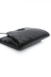 CHANEL Black Glazed Calfskin Quilted Coco Pleats Chain Clutch Bag