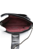 CHANEL Black Glazed Calfskin Quilted Coco Pleats Chain Clutch Bag