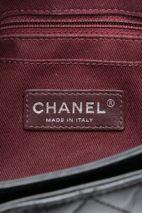 CHANEL Black Glazed Calfskin Quilted Coco Pleats Chain Clutch Bag