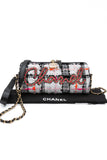 CHANEL 20S White Black Tweed Calfskin Chain Signature Bowling Crossbody Bag (New)