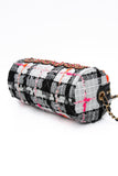 CHANEL 20S White Black Tweed Calfskin Chain Signature Bowling Crossbody Bag (New)