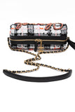CHANEL 20S White Black Tweed Calfskin Chain Signature Bowling Crossbody Bag (New)