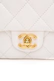 CHANEL Mini White Quilted Calfskin Top Handle Flap Bag with Chain